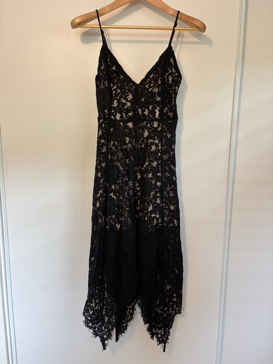 Lulus Dresses & Skirts - Lulus One Wish Black Lace Maxi Dress Size Small Asymetrical Feminine Romantic